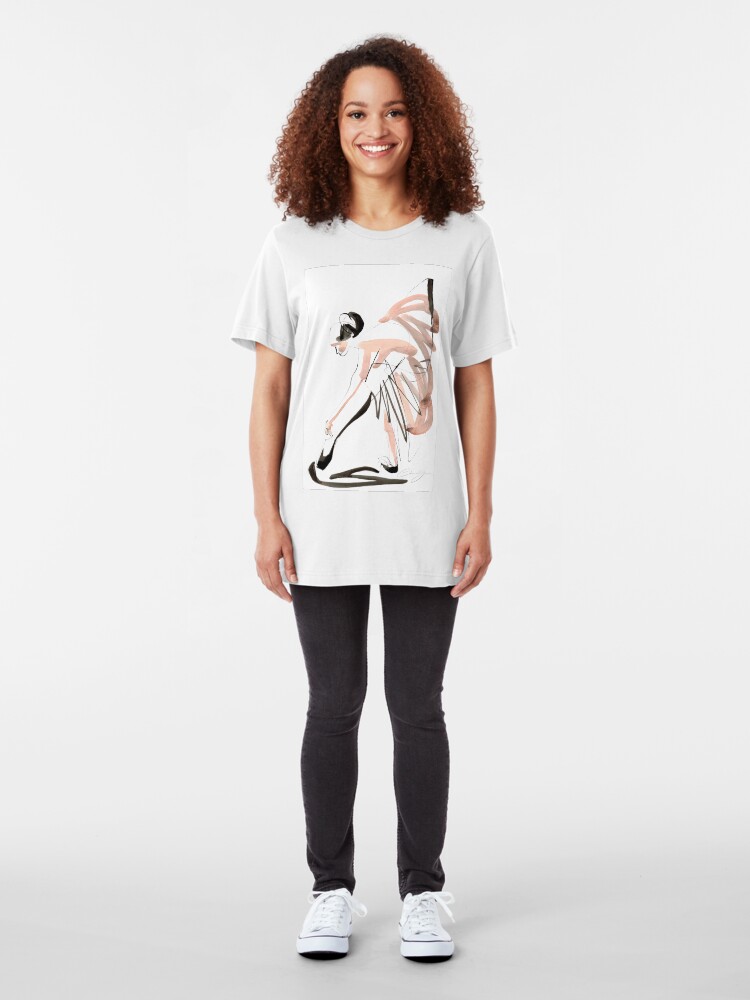 Alternate view of Expressive Watercolor Dance Drawing Slim Fit T-Shirt