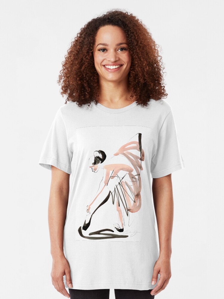 Alternate view of Expressive Watercolor Dance Drawing Slim Fit T-Shirt