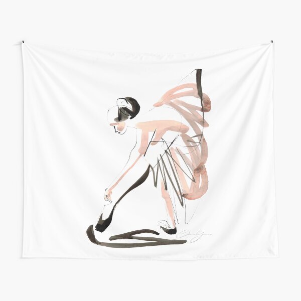 Expressive Watercolor Dance Drawing Tapestry