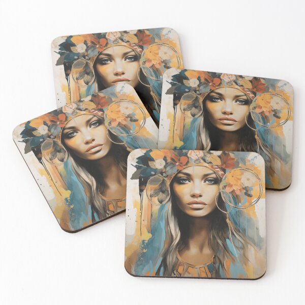 Item preview, A Beautiful Woman in Boho Art Style designed and sold by StudioRedKoala.