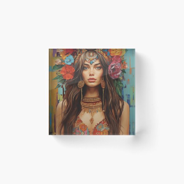 Item preview, A Beautiful Woman in Boho Art Style designed and sold by StudioRedKoala.