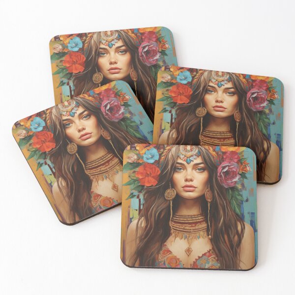 Item preview, A Beautiful Woman in Boho Art Style designed and sold by StudioRedKoala.