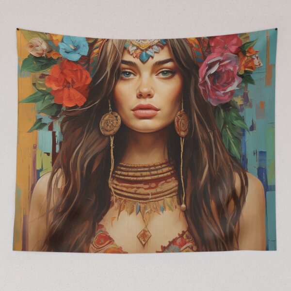 Item preview, A Beautiful Woman in Boho Art Style designed and sold by StudioRedKoala.