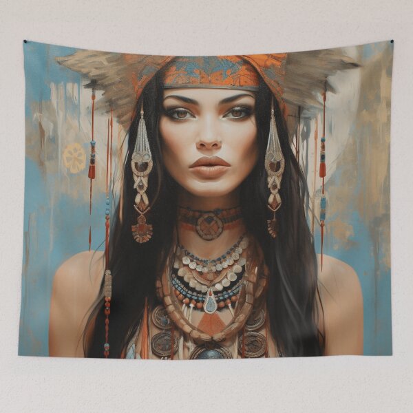 Item preview, A Beautiful Woman in Boho Art Style designed and sold by StudioRedKoala.