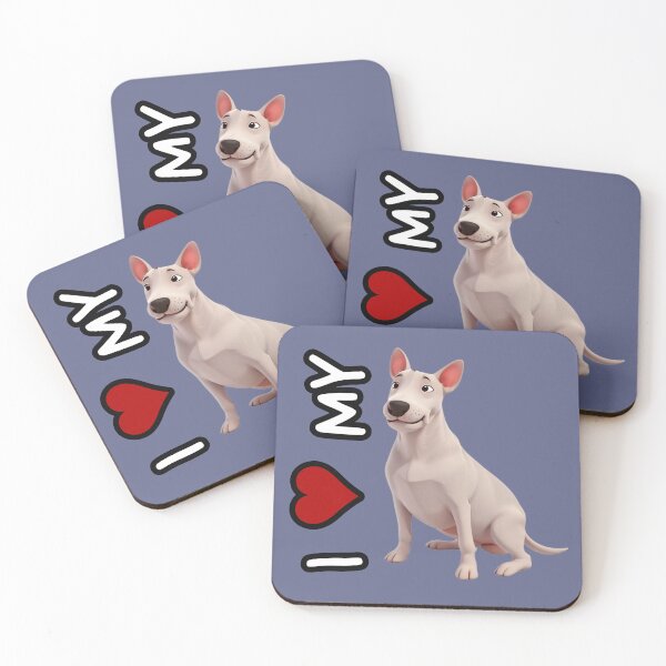 Item preview, I love my dog - Animated Bull Terrier in 3D style designed and sold by ChickNickStudio.