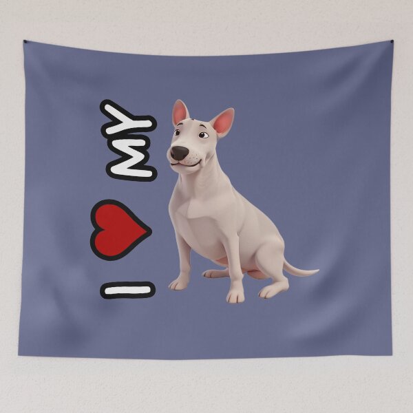 Item preview, I love my dog - Animated Bull Terrier in 3D style designed and sold by ChickNickStudio.