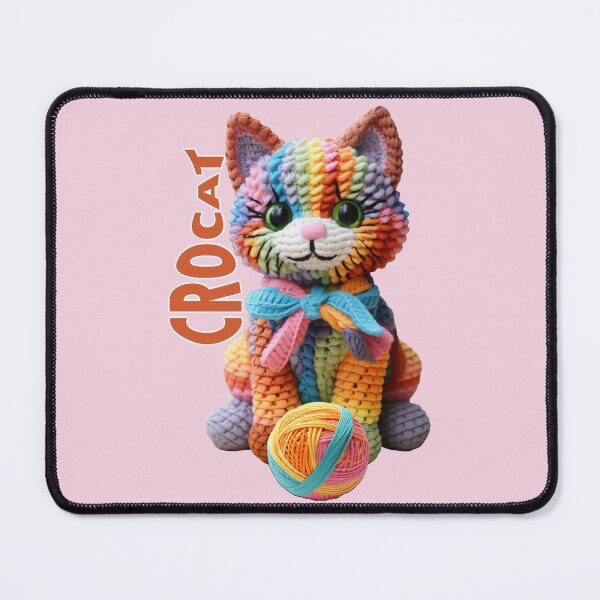 Crocat kawaii crochet cat playing rainbow yarn ball Sticker for Sale by  digilabs