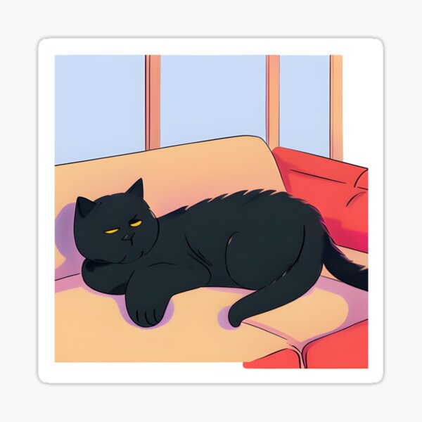 Fat Black Cat Sticker, 3 Fatty Kitty, Fat Cat, Black Cat, Cute, Adorable,  Kitty Kat, Kitty Cat, Sticker, Fluffy, Furry, Kiss-cut Stickers 