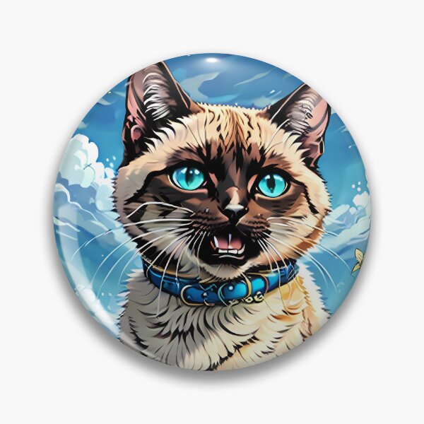 Item preview, Cute Siamese Cat Head 5 Bright Blue Neon Florescent Eyes designed and sold by wojysmokes.