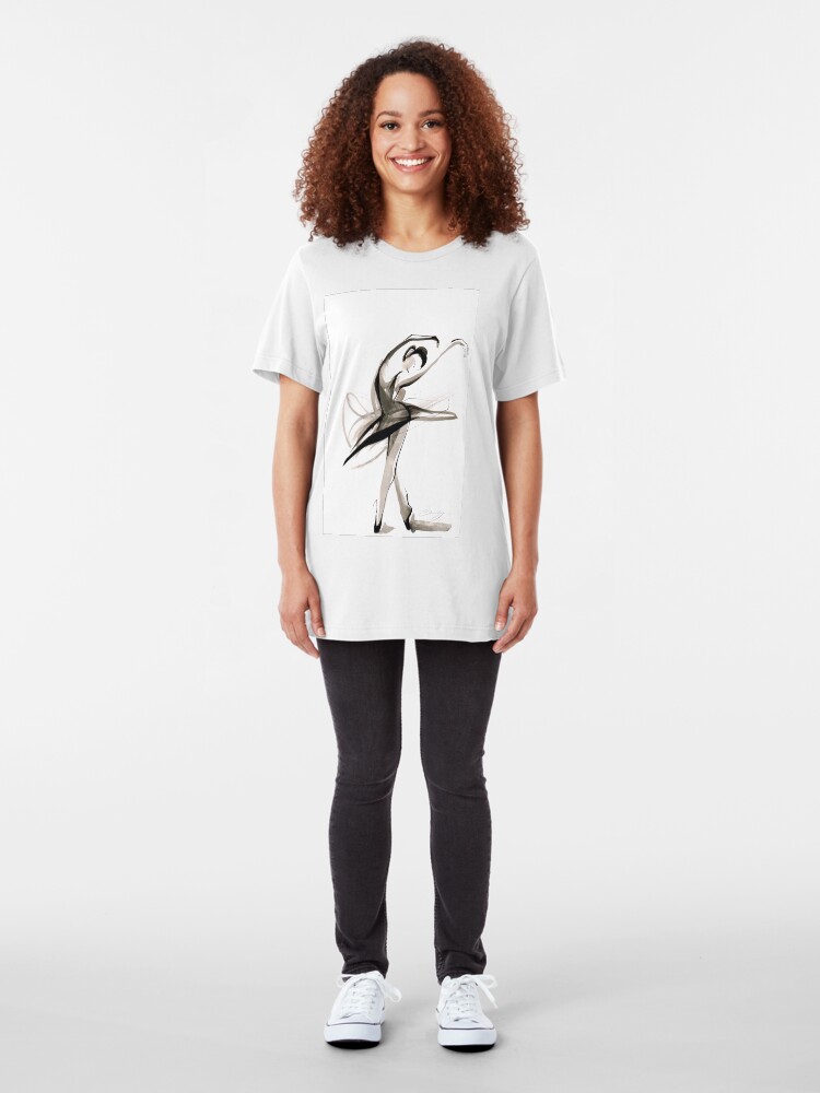 Alternate view of Expressive Watercolor Dance Drawing Slim Fit T-Shirt