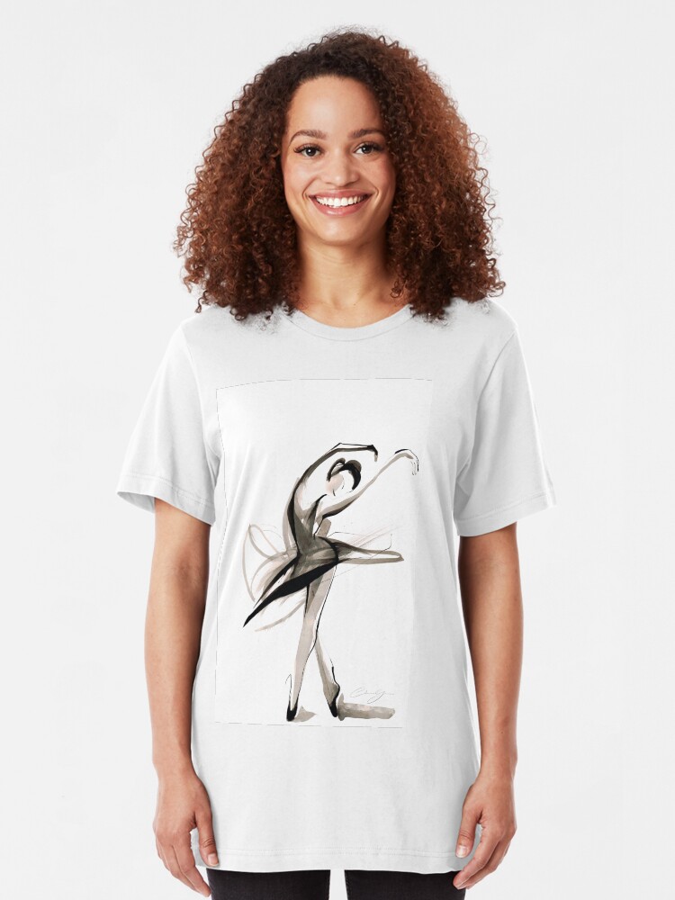 Alternate view of Expressive Watercolor Dance Drawing Slim Fit T-Shirt