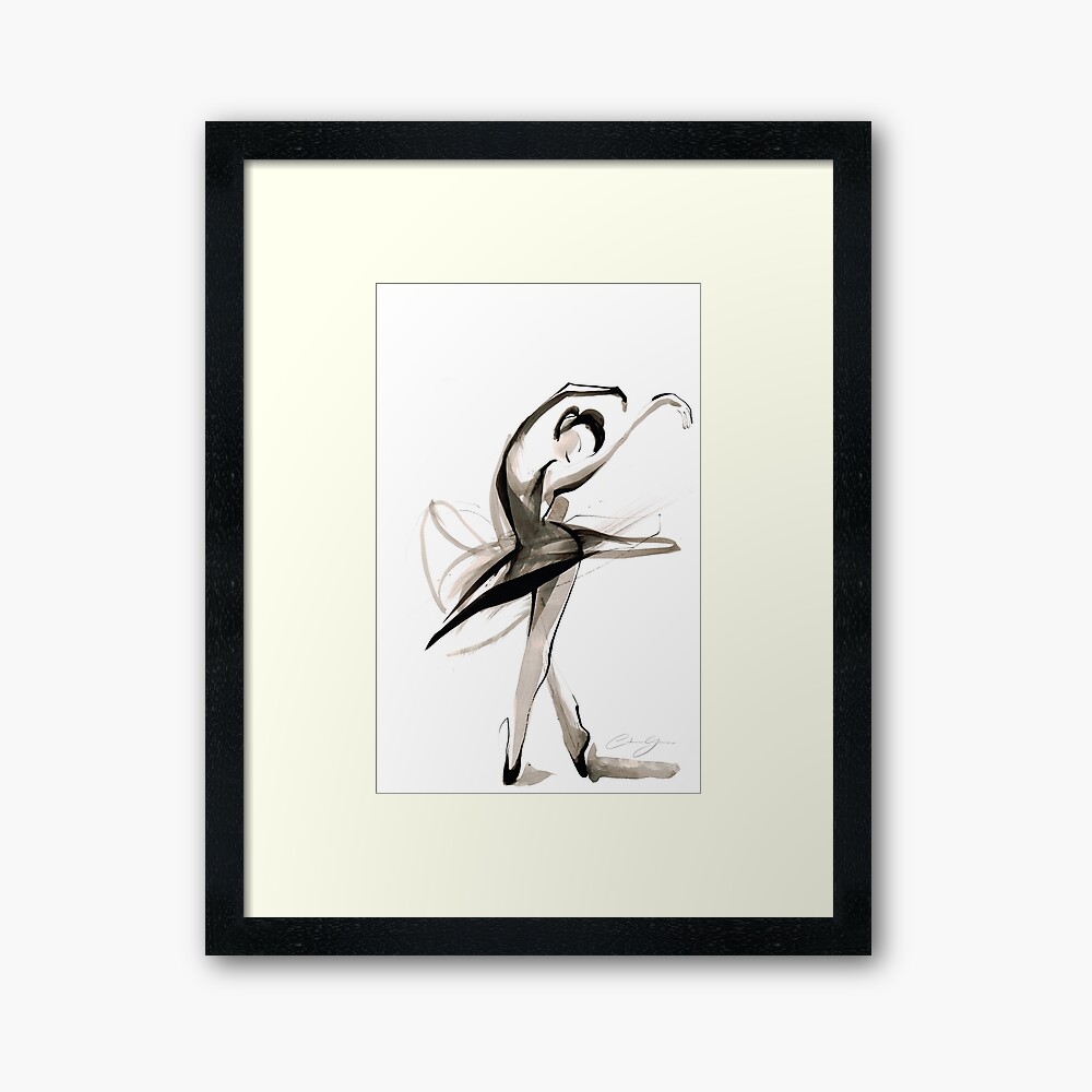 Expressive Watercolor Dance Drawing Framed Art Print