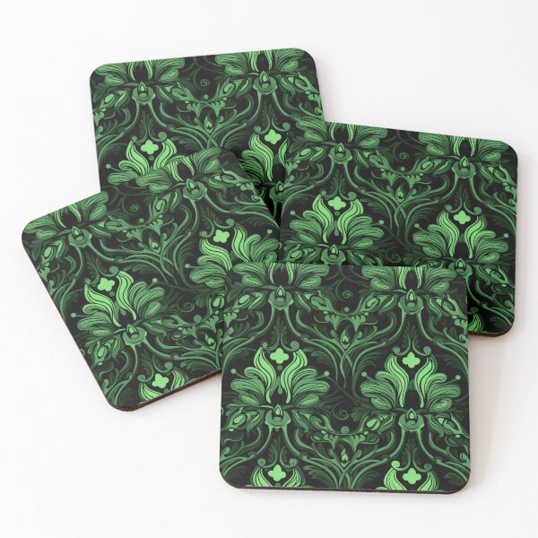 Artikelvorschau, Buntes Fantasiemuster schwarz grün Ornamente Spitzenmuster entworfen und verkauft von G-M-Designs.
