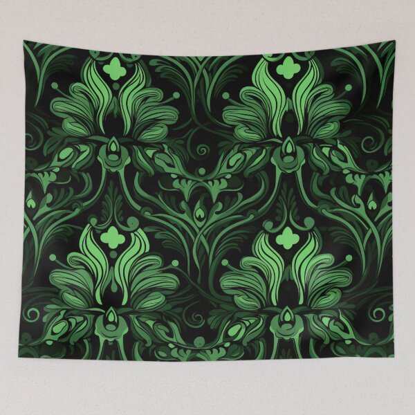 Artikelvorschau, Buntes Fantasiemuster schwarz grün Ornamente Spitzenmuster entworfen und verkauft von G-M-Designs.