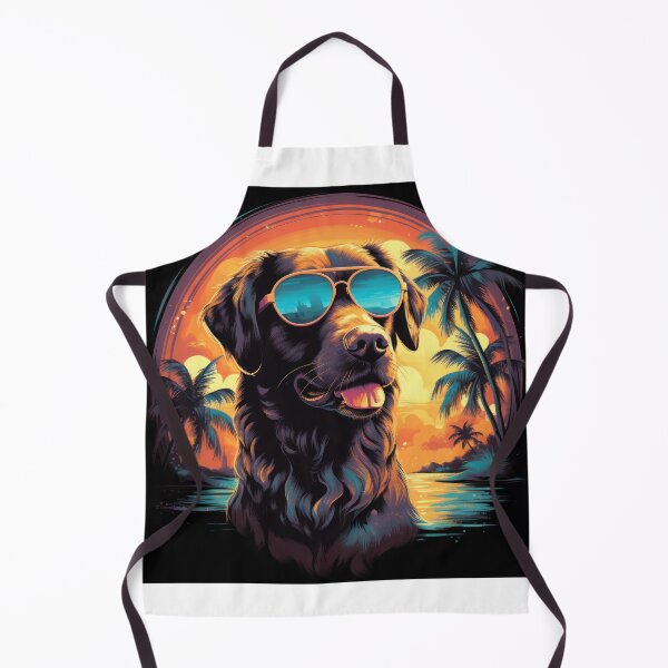 Item preview, Dog wearing sunglasses with a tropical beach in the style of neon designed and sold by JurgenGoLF.