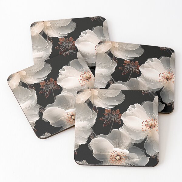 Item preview, beatiful white flower  in black background designed and sold by duangbj.