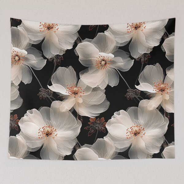 Item preview, beatiful white flower  in black background designed and sold by duangbj.