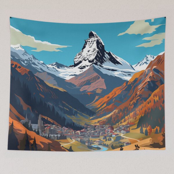 Item preview, A Pop Art Travel Print of Zermatt - Switzerland designed and sold by StudioRedKoala.