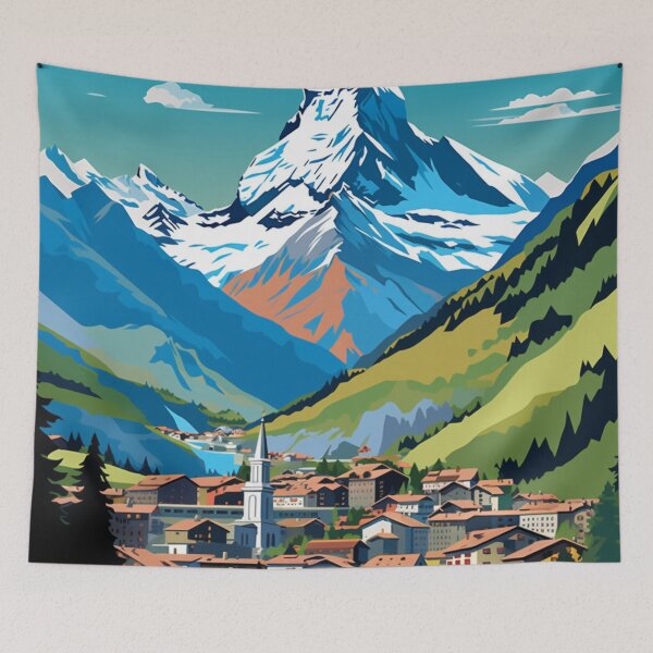 Item preview, A Pop Art Travel Print of Zermatt - Switzerland designed and sold by StudioRedKoala.