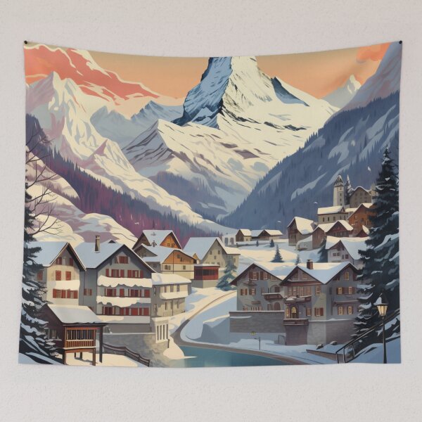 Item preview, A Vintage Travel Illustration of Zermatt - Switzerland designed and sold by GoodOldVintage.