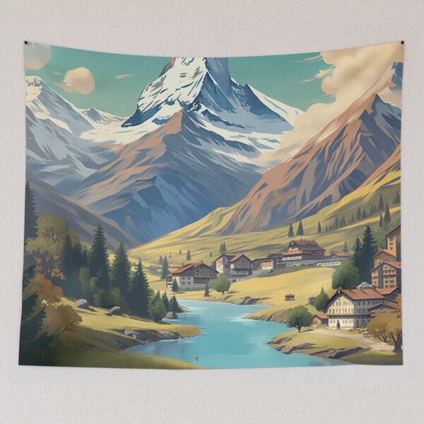 Item preview, A Vintage Travel Illustration of Zermatt - Switzerland designed and sold by GoodOldVintage.