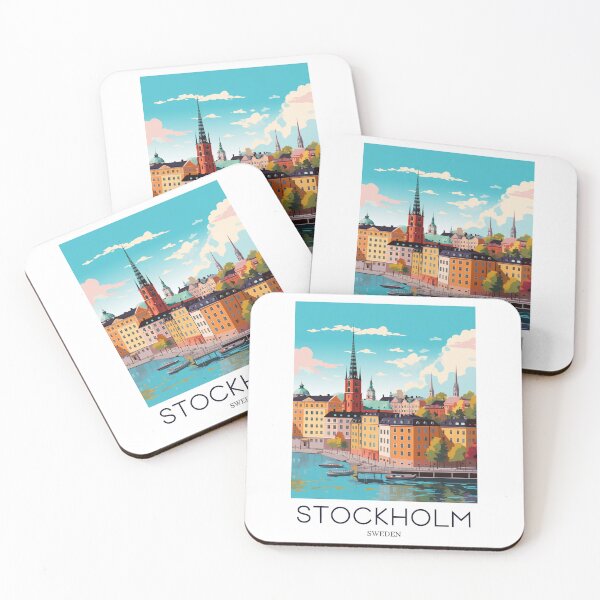 Artikelvorschau, Ein Pop-Art-Reisedruck von Stockholm - Schweden entworfen und verkauft von StudioRedKoala.