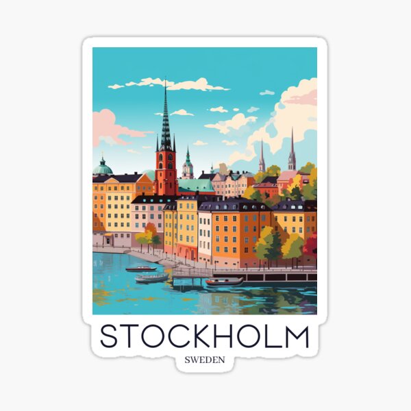 Artikel-Vorschau von Ein Pop-Art-Reisedruck von Stockholm - Schweden, designt und verkauft von StudioRedKoala.