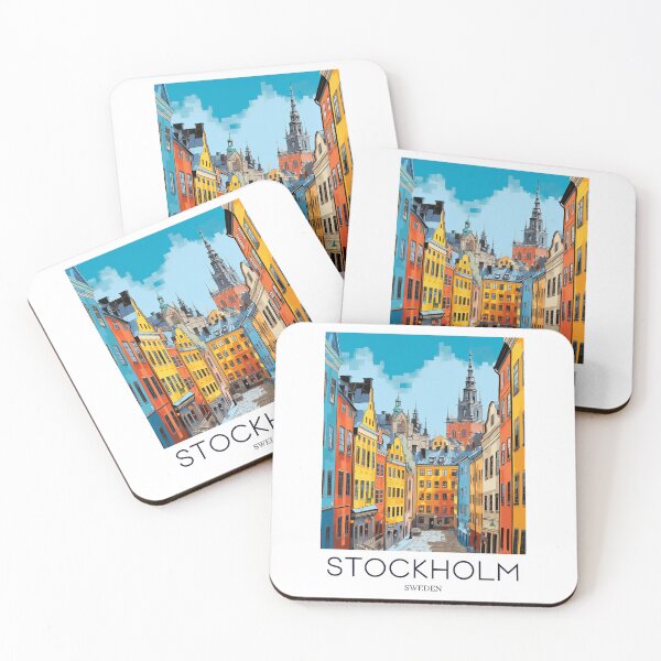 Artikelvorschau, Ein Pop-Art-Reisedruck von Stockholm - Schweden entworfen und verkauft von StudioRedKoala.
