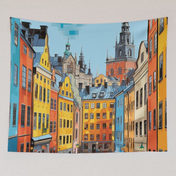 Item preview, A Pop Art Travel Print of Stockholm - Sweden designed and sold by StudioRedKoala.