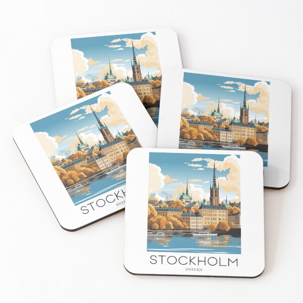 Artikelvorschau, Ein Pop-Art-Reisedruck von Stockholm - Schweden entworfen und verkauft von StudioRedKoala.