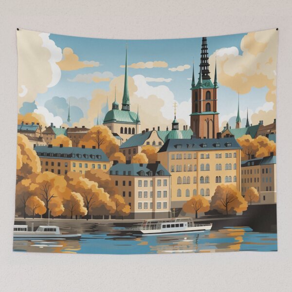 Item preview, A Pop Art Travel Print of Stockholm - Sweden designed and sold by StudioRedKoala.