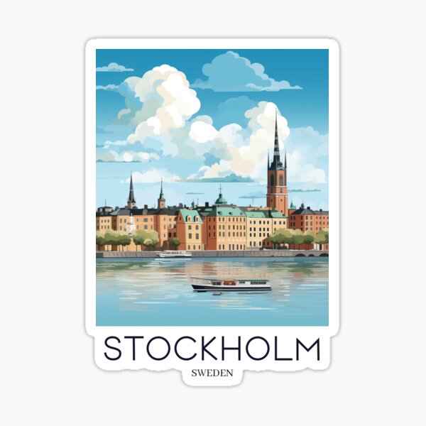 Item preview, A Pop Art Travel Print of Stockholm - Sweden designed and sold by StudioRedKoala.