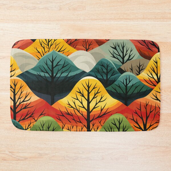 Item preview, Colorful fantasy pattern black yellow orange green blue ornaments trees forest autumn designed and sold by G-M-Designs.