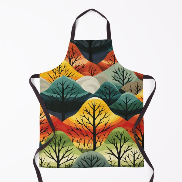 Item preview, Colorful fantasy pattern black yellow orange green blue ornaments trees forest autumn designed and sold by G-M-Designs.