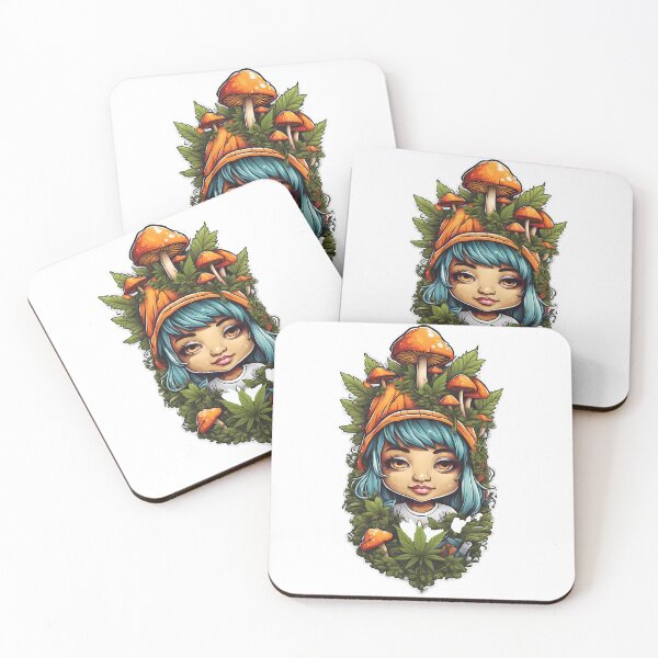 Item preview, Chibi Style Girl 17 Mushroom Head Cannabis Love Peace and 420 Friendly designed and sold by wojysmokes.