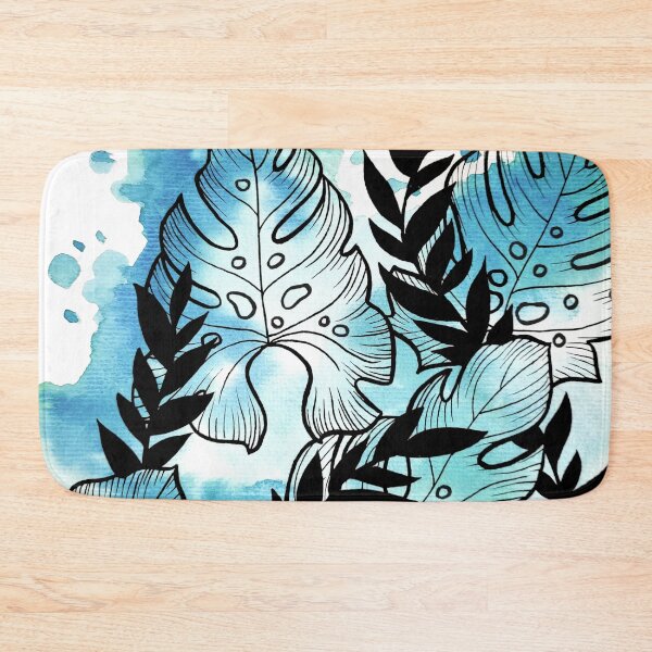 Item preview, Aqua Blue Watercolor Adam's Rib Leaves designed and sold by BEATRIZKOBORI.