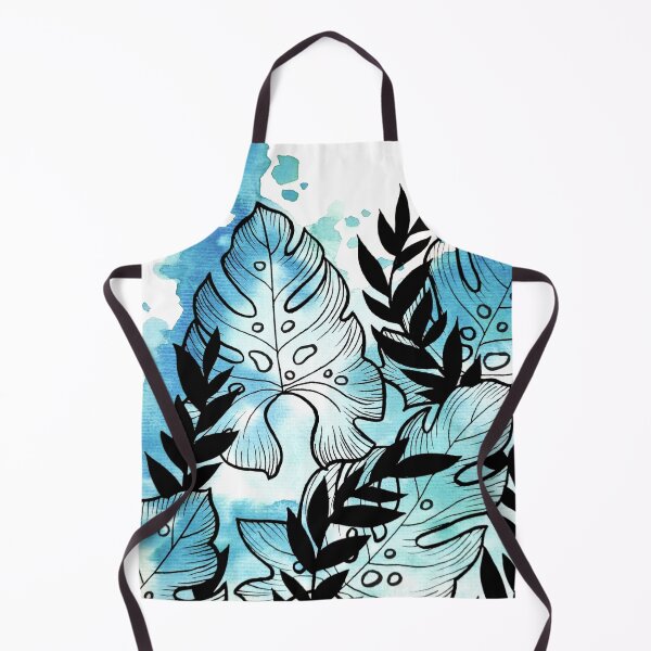 Item preview, Aqua Blue Watercolor Adam's Rib Leaves designed and sold by BEATRIZKOBORI.