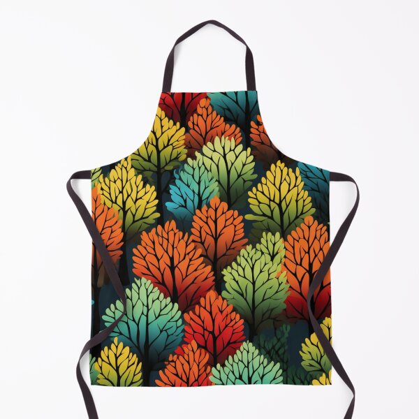 Item preview, Colorful fantasy pattern black yellow orange green blue ornaments trees forest autumn designed and sold by G-M-Designs.