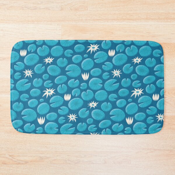 Item preview, Blue pond with white water lilies | repeat pattern designed and sold by colorofmagic.