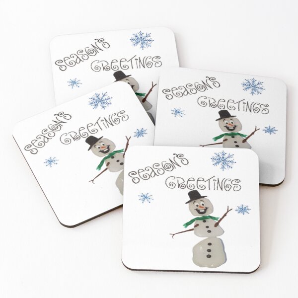Item preview, Season's Greetings from a jolly sea glass snowman designed and sold by RockPaperArt.