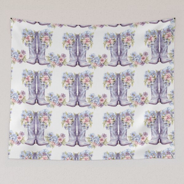 Item preview, Purple Floral Cowboy Boots designed and sold by RetroPrints.