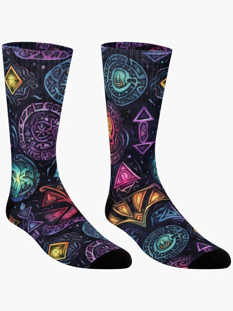 Thumbnail 3 of 5, Socks, Magic Runes Spell Pattern designed and sold by SchorlCraft.