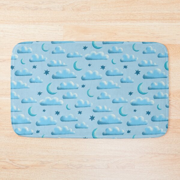 Item preview, Clouds, moon and stars on blue | repeat pattern designed and sold by colorofmagic.