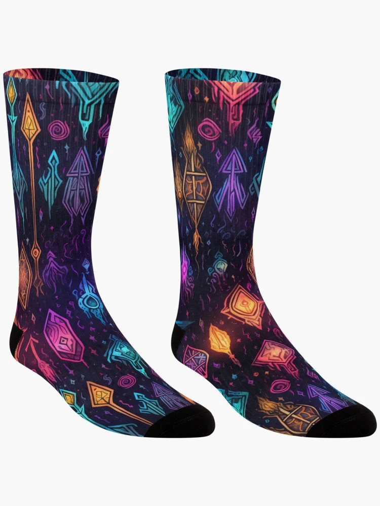 Thumbnail 3 of 5, Socks, Magic Runes Spell Pattern designed and sold by SchorlCraft.