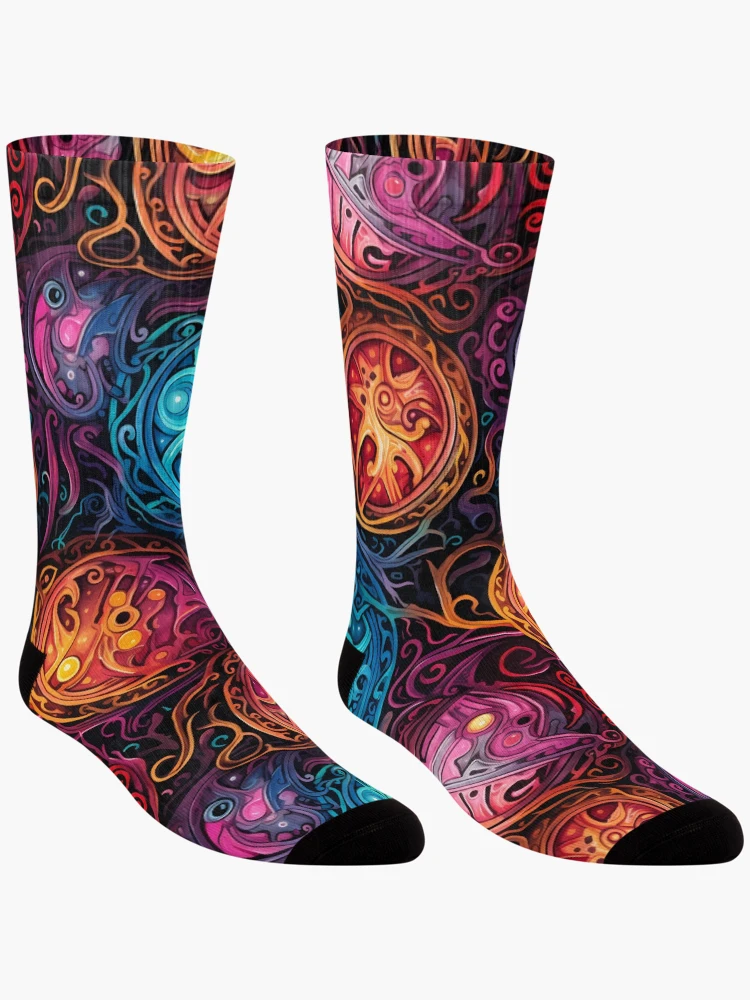 Thumbnail 3 of 5, Socks, Magic Runes Spell Pattern designed and sold by SchorlCraft.