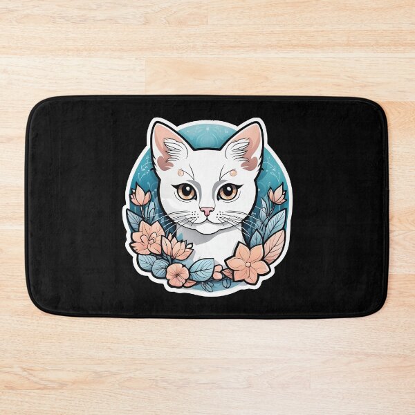 Item preview, Cat and Pretty Flowers designed and sold by bethdaydreamzz.