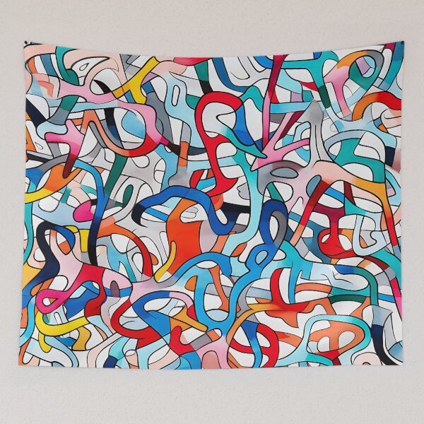 Item preview, Vibrant Network: Colorful Lines in Irregular Curvilinear Forms designed and sold by vadimcarazan.