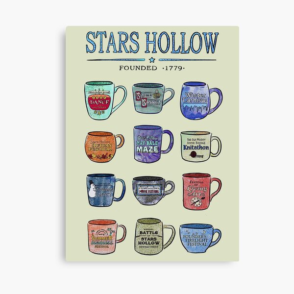 Disover Mugs of Stars Hollow Annual Events , Luke’s Diner Sweater, Gilmore girls , Coffee Girl, Dragonfly Inn gilmoregirls | Canvas Print