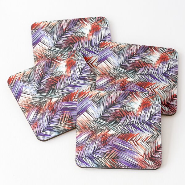 Item preview, Classique Palm Elegance: Pink and Orange Leaf Print with Dansaekhwa Influence designed and sold by vadimcarazan.