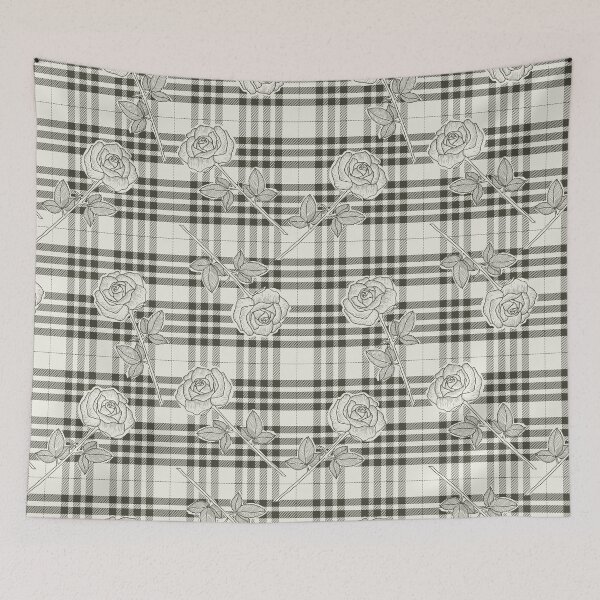 Item preview, Fashionable Roses in black white Tartan designed and sold by Claudia S. Design.